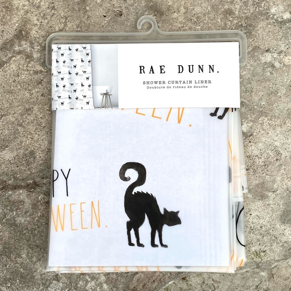 Rae Dunn HAPPY HALLOWEEN Shower Curtain Liner - Picture 6 of 6